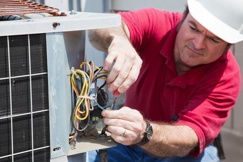 Man Working Air Conditioner AC